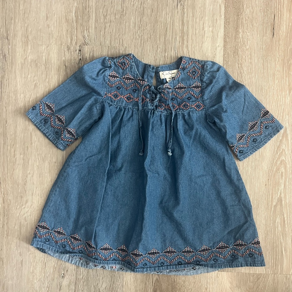 Jessica Simpson Blue Embroidered Baby Dress